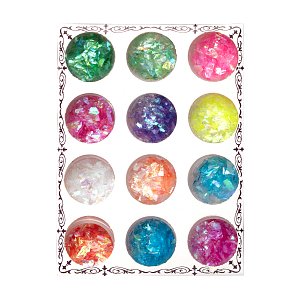 Nail Art Flakes Set 12 Colors in Jars