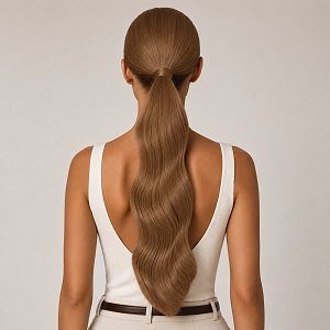 Pferdeschwanz Glatt Echthaar 60cm 100g Dunkelblond #6