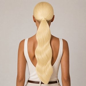Pferdeschwanz Glatt Echthaar 60cm 100g Hellblond #613