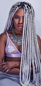 Hair Jumbo Braids Purple/Grey A40# 100g 60cm