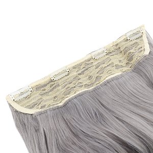 Hair Weft Synthetic HD Wavy with Clip 55cm 185g Silver Gray #60T