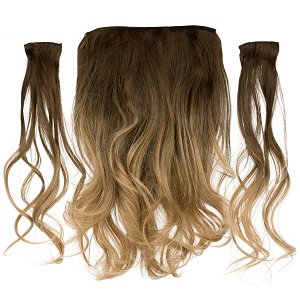 Hair Weft Synthetic HD Wavy with Clip 3 Pieces 45cm 185g #9/7/2