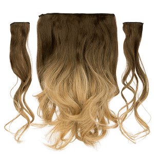 Hair Weft Synthetic HD Wavy with Clip 3 Pieces 45cm 185g #7/2/3
