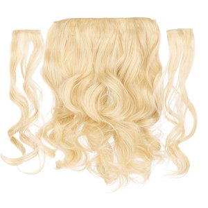 Hair Weft Synthetic HD Wavy with Clip 3 Pieces 45cm 185g Very Light Pastel Blonde #4