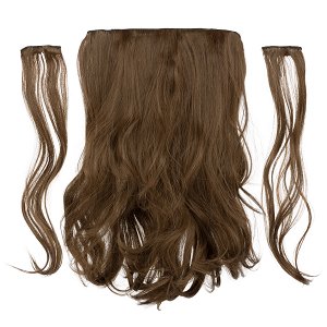 Hair Weft Synthetic HD Wavy with Clip 3 Pieces 45cm 185g Lightest Brown #7