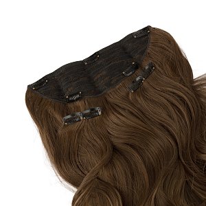 Hair Weft Synthetic HD Wavy with Clip 3 Pieces 45cm 185g Lightest Brown #7