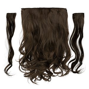 Hair Weft Synthetic HD Wavy with Clip 3 Pieces 45cm 185g Media Brown #9