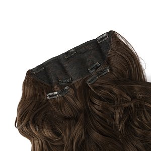 Hair Weft Synthetic HD Wavy with Clip 3 Pieces 45cm 185g Media Brown #9