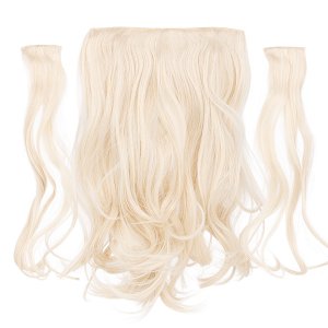 Hair Weft Synthetic HD Wavy with Clip 3 Pieces 45cm 185g Ice Blonde #13