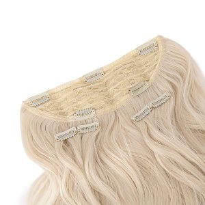 Hair Weft Synthetic HD Wavy with Clip 3 Pieces 45cm 185g Ice Blonde #13