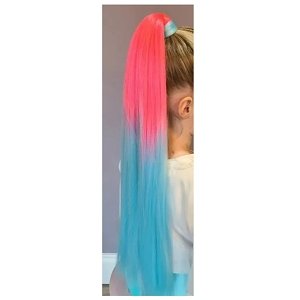 Haarverlangerung fur Zopf oder Glatt 65cm Rosa & Blau
