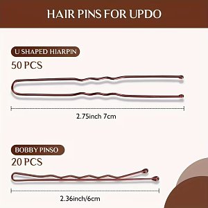Hair Sponge Padding with 70 Hairpins for Volume & Updos – Brown 50.8cm