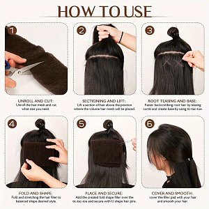 Hair Sponge Padding with 70 Hairpins for Volume & Updos – Brown 50.8cm