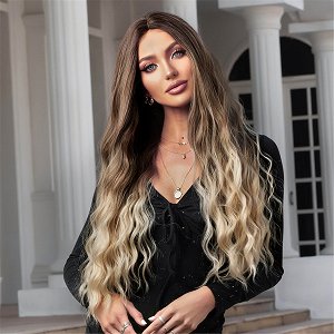 Synthetic Hair Wig Blonde Ombre Long