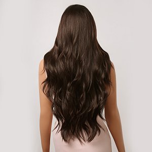 Synthetic Hair Wig Dark Brown Long