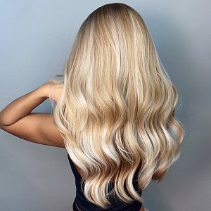 Synthetic Hair Wig Blonde Centerpiece Long with Fringe