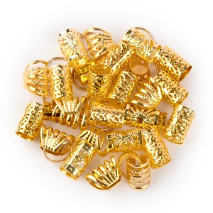 Jumbo Braid Hair Beads Set 25pcs Gold