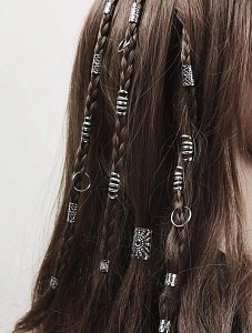Jumbo Braid Hair Beads Set 25pcs Silver
