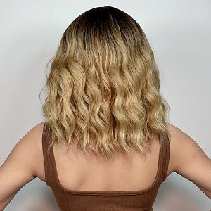 Synthetic Hair Wig Blonde Ombre Frame