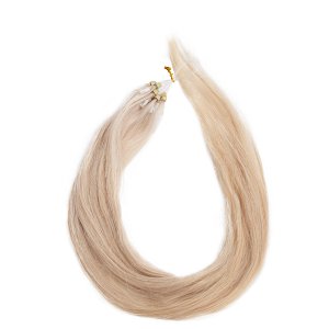 Micro Ring Loop Hair Extensions #SILVER Silver Blonde Black – 100% Natural Hair, 50cm 10pcs