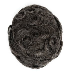 Invisible Men's Hair Topper for Thinning for Natural Look Dark Brown with 40% Gray Hair
