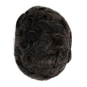Invisible Men's Hair Topper for Thinning for Natural Look Brown with 20% Gray Hair