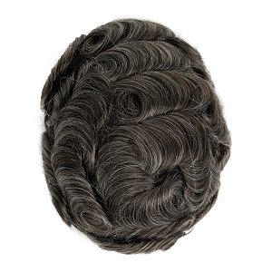 Invisible Men's Hair Topper for Thinning for Natural Look Brown with 40% Gray Hair