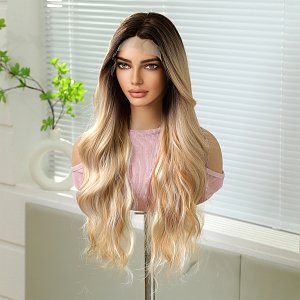 Synthetic Lace Front Wig 13?6 Blonde Ombre, Long Wavy – Natural Look & Ultimate Comfort