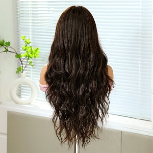 Synthetic Lace Front Wig 13x6  Brown, Long Wavy Hair, Natural Look & Ultimate Comfort