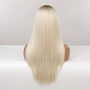 Synthetic Lace Front Wig 13x6 Blonde Ombre, Long Straight Hair, Natural Look & Ultimate Comfort