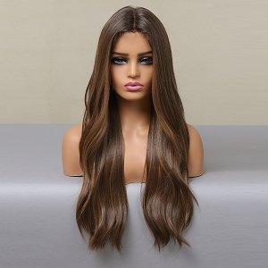 Synthetic Lace Front Wig 13x6 Brown, Long Wavy Hair, Natural Look & Ultimate Comfort