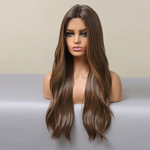 Synthetic Lace Front Wig 13x6 Brown, Long Wavy Hair, Natural Look & Ultimate Comfort