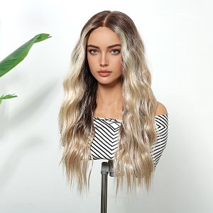 Synthetic Lace Front Wig 13x6 Blonde Ombre, Long Wavy Hair, Natural Look & Ultimate Comfort