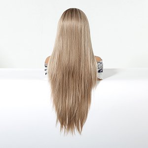 Synthetic Lace Front Wig 13x6 Blonde Ombre, Long Straight Hair, Natural Look & Ultimate Comfort
