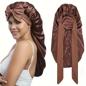 Long Satin Sleep Bonnet – Protects Hair from Frizz & Breakage