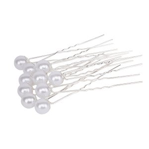 Silver Pearl Hairpins Set of 10pcs