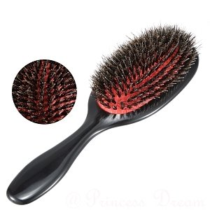 Oval Black Hair Brush for Extensions with Nylon Bristles – Anti-Static, Ideal for Gentle Detangling & Smoothing