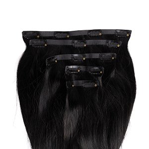Natural PU Clip-In Hair Weft #1 Natural Black 50cm, 120g