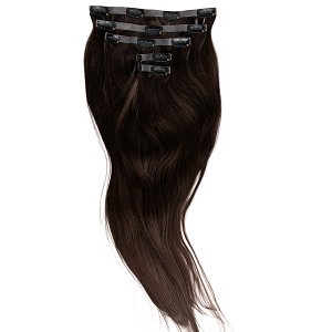 Natural PU Clip-In Hair Weft #1B Brown 50cm, 120g