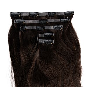 Natural PU Clip-In Hair Weft #1B Brown 50cm, 120g