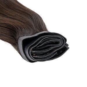 Natural PU Clip-In Hair Weft #1B Brown 50cm, 120g
