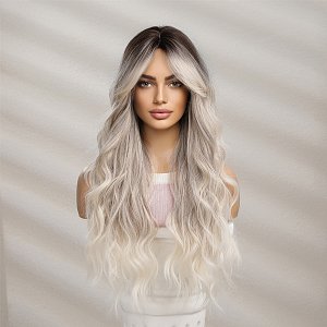 Synthetic Blonde Ombre Long Wavy Wig