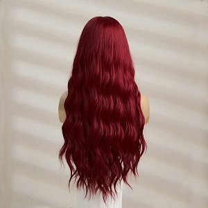 Synthetic Red Long Wavy Wig with Bangs