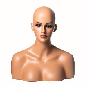 Female Mannequin Head with Shoulders for Wigs – Beige