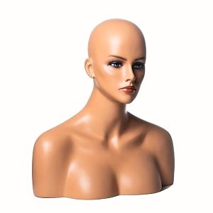 Female Mannequin Head with Shoulders for Wigs – Beige