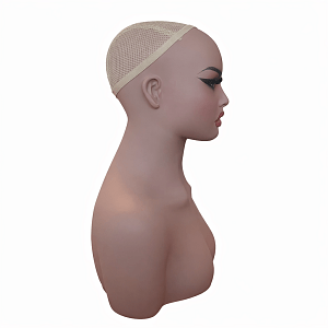 Female Mannequin Head with Shoulders for Wigs – Tan