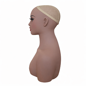 Female Mannequin Head with Shoulders for Wigs – Tan