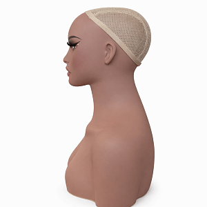 Female Mannequin Head with Shoulders for Wigs – Light Tan