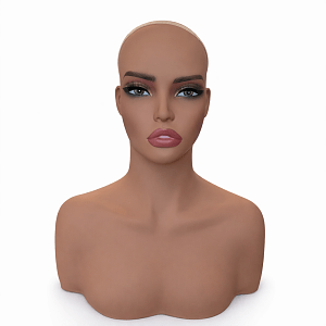 Female Mannequin Head with Shoulders for Wigs – Bronze