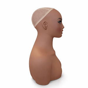 Female Mannequin Head with Shoulders for Wigs – Bronze